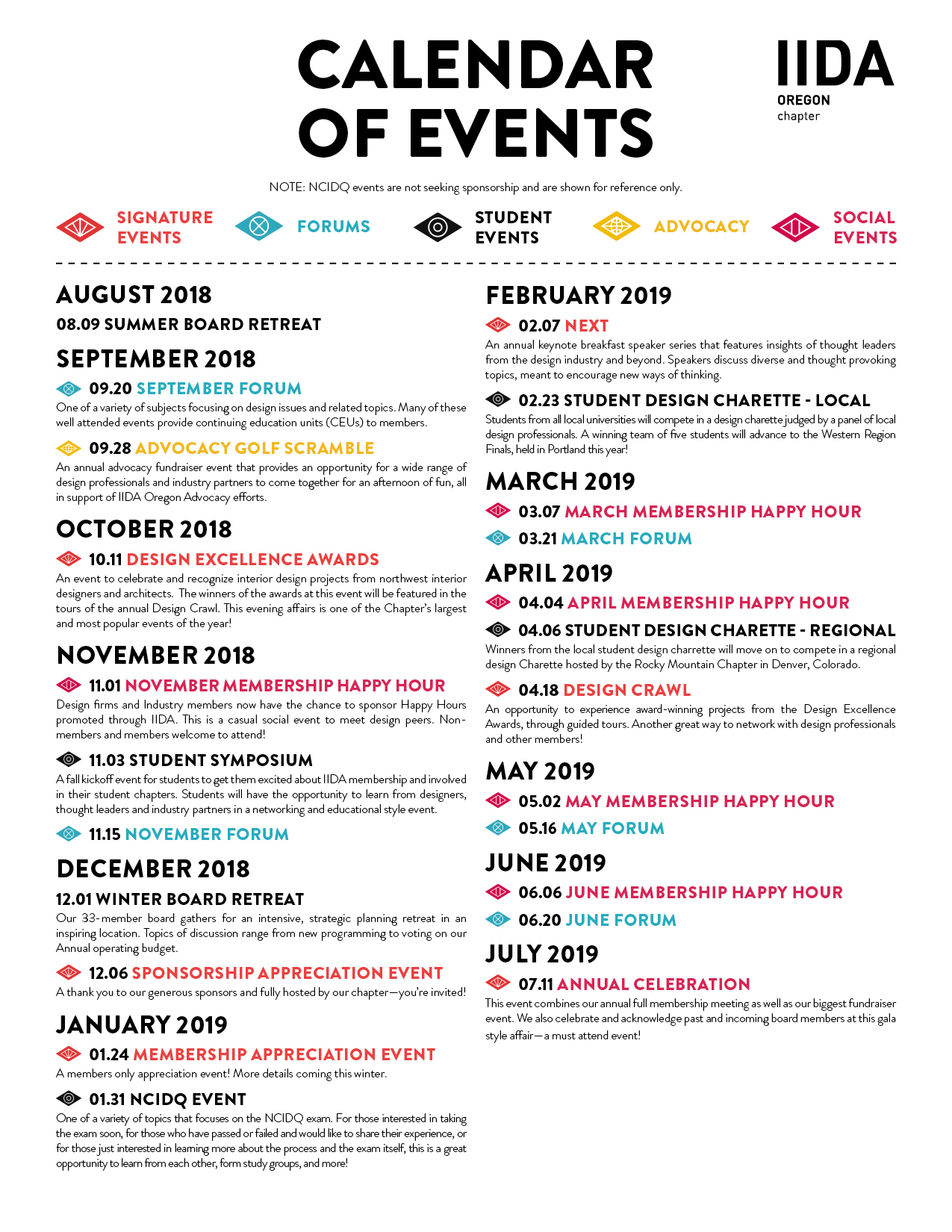 Calendar of Events IIDA Oregon Chapter