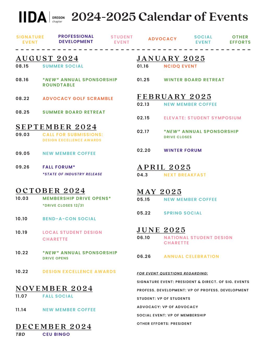 Calendar of Events IIDA Oregon Chapter
